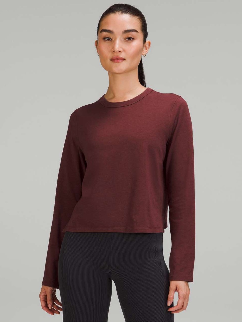 Lululemon Classic-Fit Cotton-Blend Long Sleeve Shirt - Red Merlot Burgundy Top